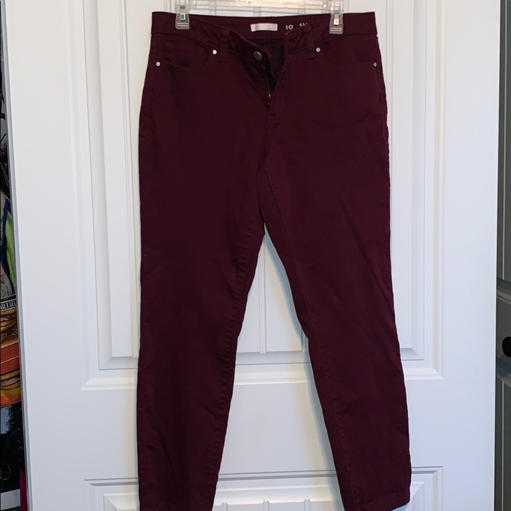 Lauren Conrad deep burgundy skinny/stretchy jeans!